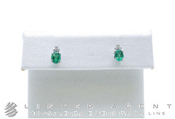 ORECCHINI in oro bianco 18Kt con diamanti ct 0.06 G IF e smeraldi ct 0.78. NUOVI!