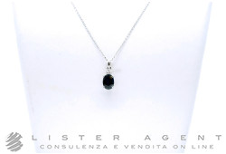 COLLANA in oro bianco 18Kt con diamanti ct 0.03 G IF e zaffiro blu ct 1.45. NUOVA!