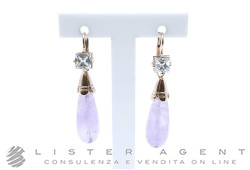 ORECCHINI in oro rosa 18Kt con ametiste e swarovski. NUOVI!