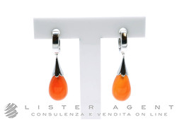 ORECCHINI cerchio in oro bianco 18Kt con agata messicana top quality. NUOVI!