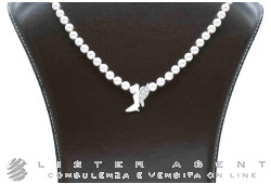 COLLANA Angelo con perle naturali Akoja mm 5.00-5.50 e centrale in oro bianco 18Kt con diamanti ct 0.12 G IF. NUOVA!