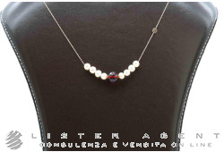 MIMI' collana Zabette ideogramma Ogni Bene in oro rosa 18Kt con perle freshwater rosa e granato mm 8.00 Ref. C24VZRGRN-42. NUOVA!