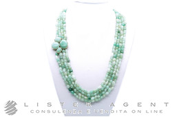 COLLANA in argento 925 placcato oro con Swarovski e quarzo verde. NUOVA!