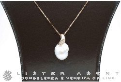 COLLANA e ciondolo in oro rosa 18Kt con diamanti ct 0.20 G IF e perla bianca naturale barocca. NUOVA!