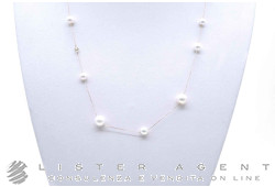 MIMI' collana Matnee Milano in rosa 18Kt con perle bianche Akoja da mm 6.00 a mm 8.00 Ref. C24GCRAK-60. NUOVA!