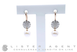 MIMI' orecchini Ogni Bene in oro rosa e bianco 9Kt con diamanti ct 0.13 e perle mm 7.40 Ref. O23VOKDB3. NUOVI!