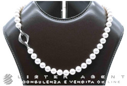 MIMI' collana di perle bianche Akoja naturali MM 8.00 con chiusura in oro bianco 18Kt Ref. C22BCAA. NUOVA!