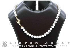 COLLANA di perle bianche naturali coltivazione acqua dolce MM 7.00 con chiusura in oro giallo 18Kt. NUOVA!