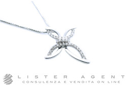 COLLANA con Croce Intreccio in oro bianco 18KT e diamanti taglio rotondo ct 0.33 G Vs. NUOVA!