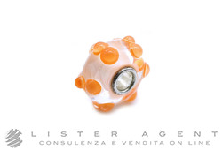 TROLLBEADS beads collezione Thun in argento 925 e vetro trasparente con pois arancio. NUOVO!