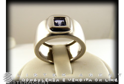 Anello in oro bianco 18kt satinato e ametista. NUOVO!