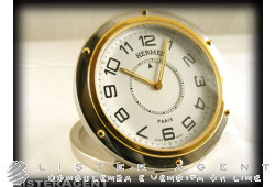 HERMES Clipper Travel Clock orologio da tavolo piccolo con sveglia. NUOVO!