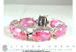 Bracciale in argento 925 e quarzi rosa ovali Ref. 5412043868. NUOVO!