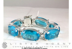 Bracciale in argento 925 e topazi azzurri ovali Ref. 8102554428. NUOVO!