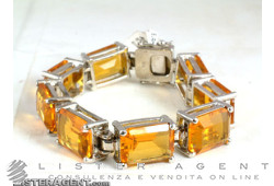 Bracciale in argento 925 e topazi gialli rettangolari Ref. 8030087578. NUOVO!