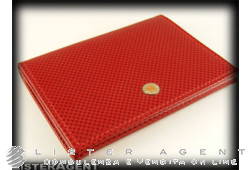 BARAKA Porta biglietti da visita in pelle rossa e inserto oro 18kt Ref. FFC3291101. NUOVO!