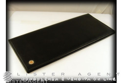 BARAKA Porta carte di credito grande in pelle nera e inserto in oro 18kt Ref. FIC3291101. NUOVO!