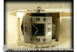 DUNHILL solo tempo quadrato Lady in acciaio Bianco Ref. DQ8002WM. NUOVO!