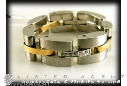BLISS anello Maglia in acciaio bicolore con diamanti ct 0,022 Mis 30 Ref. K11561. NUOVO!