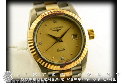LONGINES solo tempo lady in acciaio oro e diamanti Champagne Ref. 46948005. NUOVO!