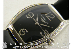 LONGINES Evidenza in acciaio e diamanti ct 0,44 Nero Ref. L21550572. NUOVO!