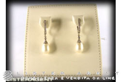 Orecchini in oro bianco 18kt perle e diamanti