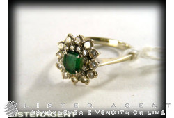 Anello in oro bianco 18kt smeraldo e diamanti