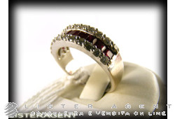 Anello in oro bianco 18kt diamanti e rubini