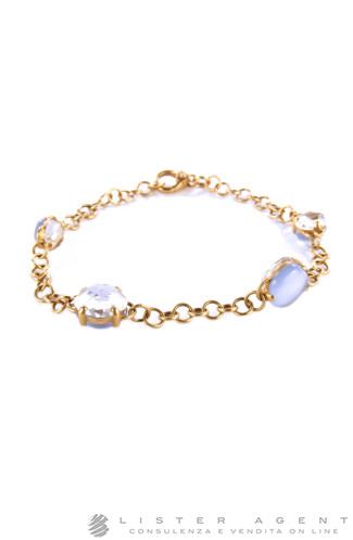 POMELLATO bracciale Capri in oro rosa satinato 18Kt con cristallo di rocca e calcedonio Ref. BCAWO7JCL. NUOVO!