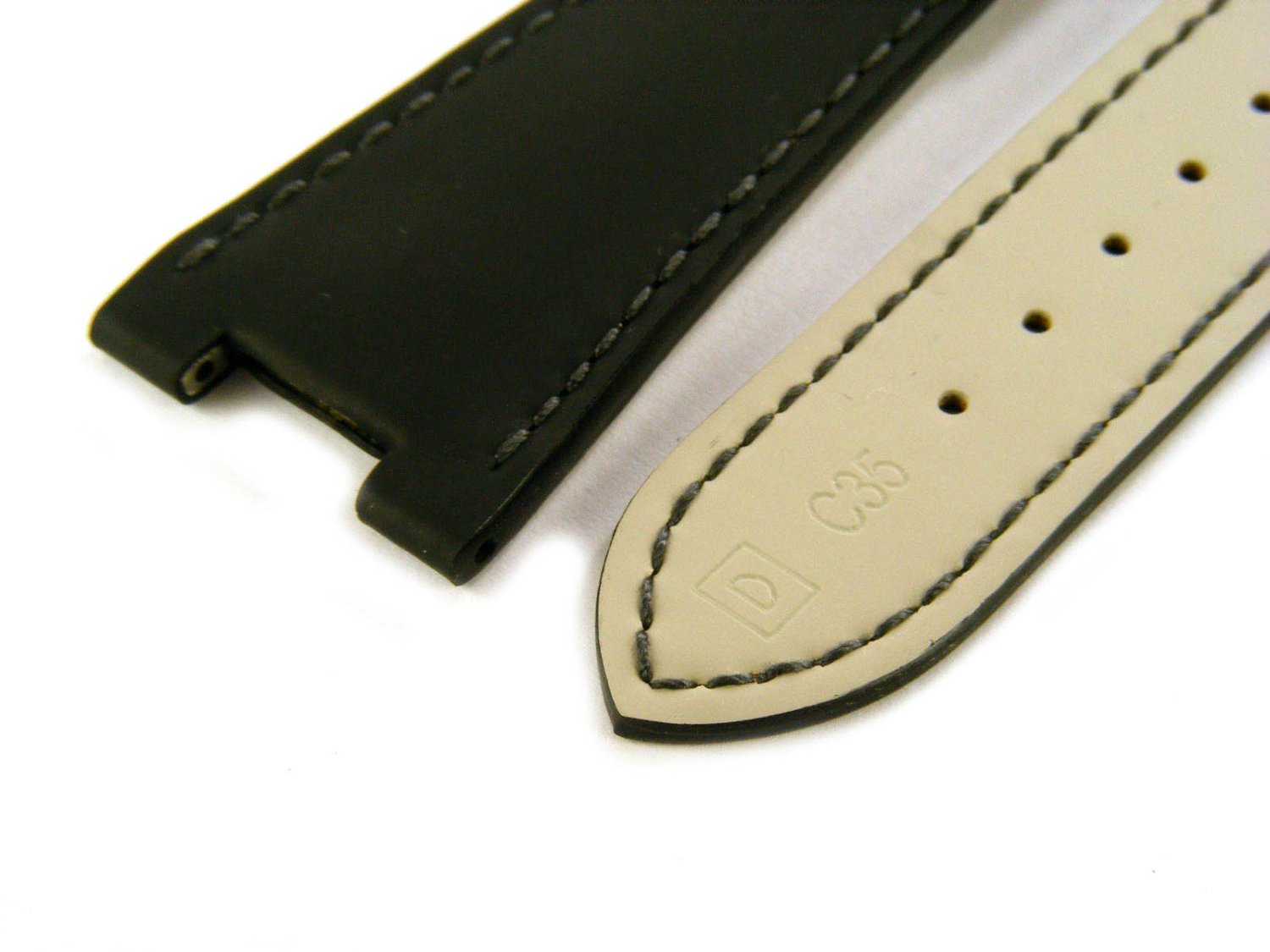 PATEK PHILIPPE cinturino in pelle gommata nera MM 25 00 17 50 Ref. C35. NUOVO