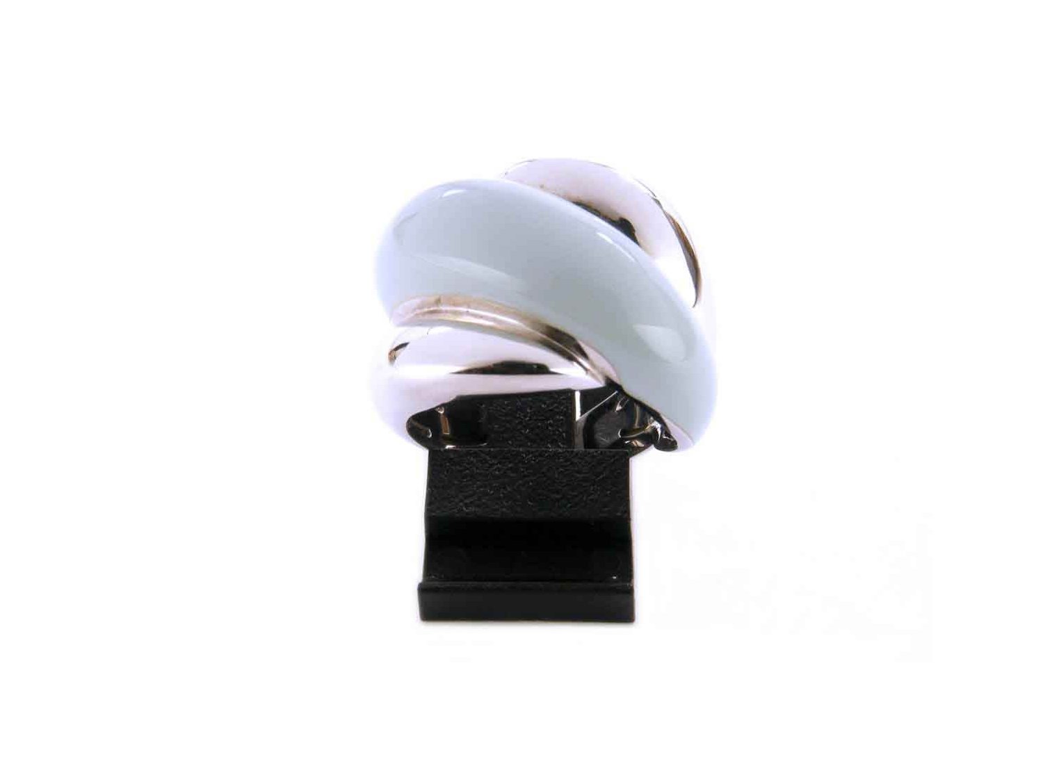 DAMIANI anello Gomitolo in argento 925 e smalto celeste con diamante ct 0 01 Mis. 17 Ref. 20064650. NUOVO
