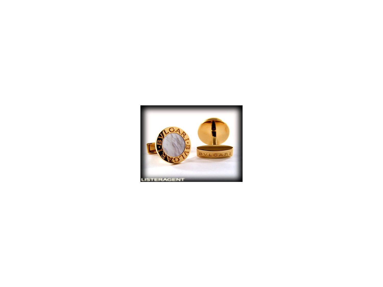 BULGARI gemelli Bulgari-Bulgari in oro giallo18Kt e madreperla Ref.  GM853693-341122. NUOVI! * Lister Agent