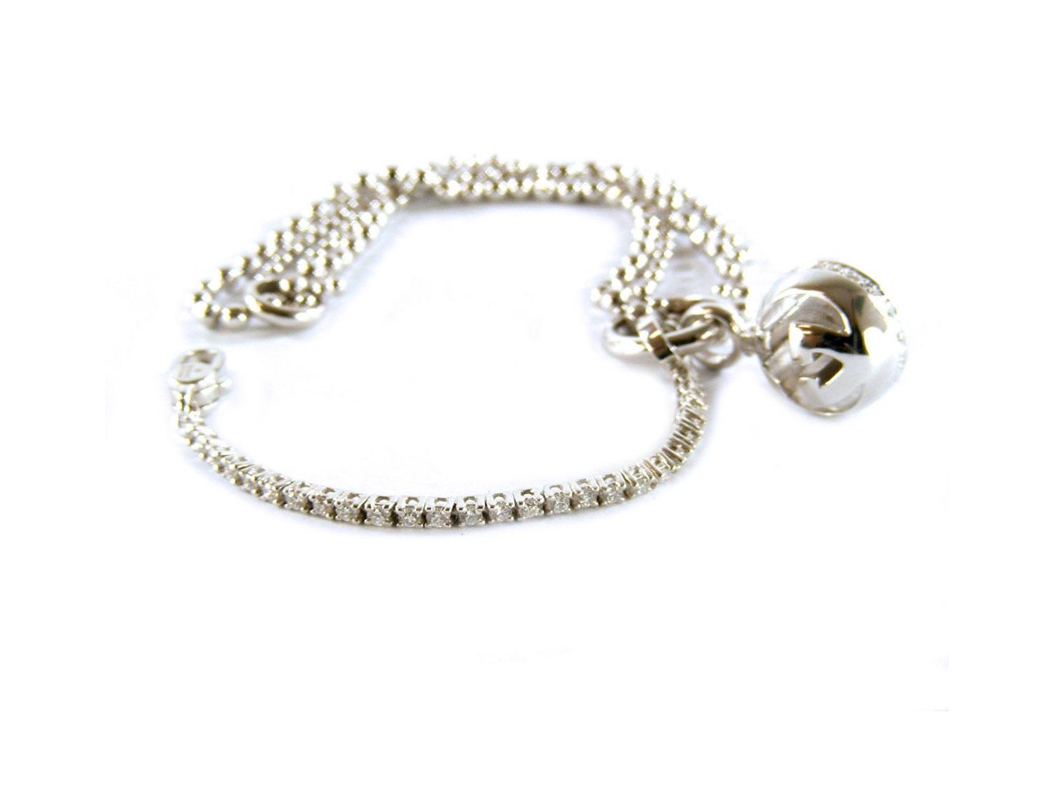 GUCCI bracciale Icon Boule in oro bianco 18Kt e diamanti. NUOVO