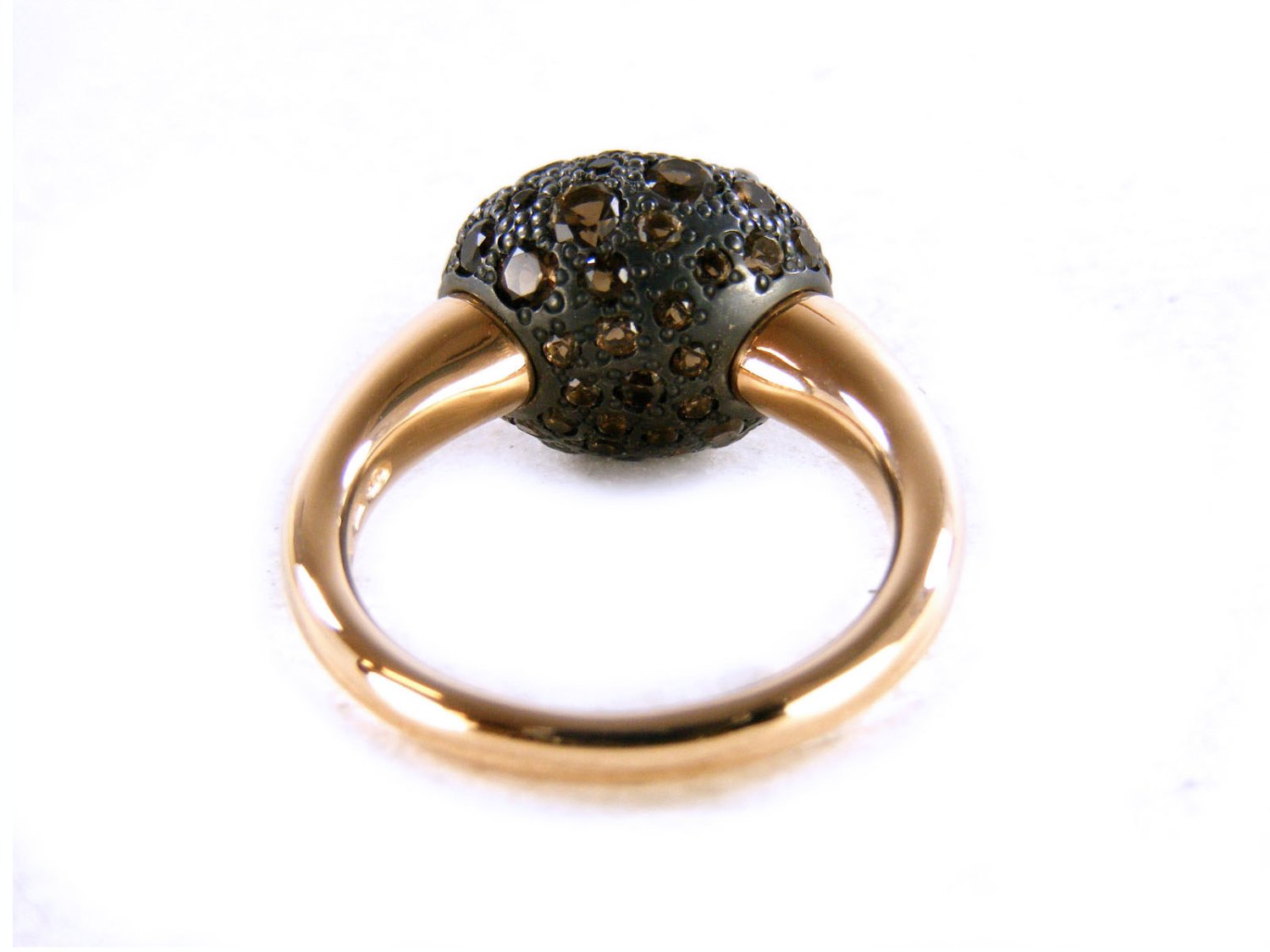 POMELLATO Anello Tabou in oro Rosa 18Kt e argento con quarzi fume Mis 13 Ref. AA908AO7QF. NUOVO