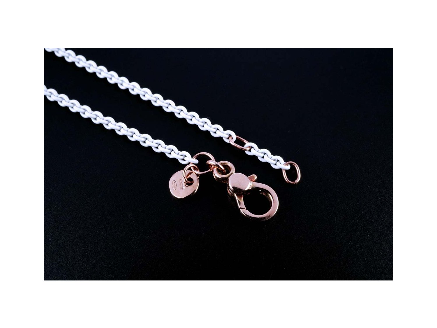 DODO by Pomellato bracciale in argento 925 laccato bianco CM 16 17 con chiusura in oro rosa 9Kt Ref. DB ABI 9 17 K. NUOVO