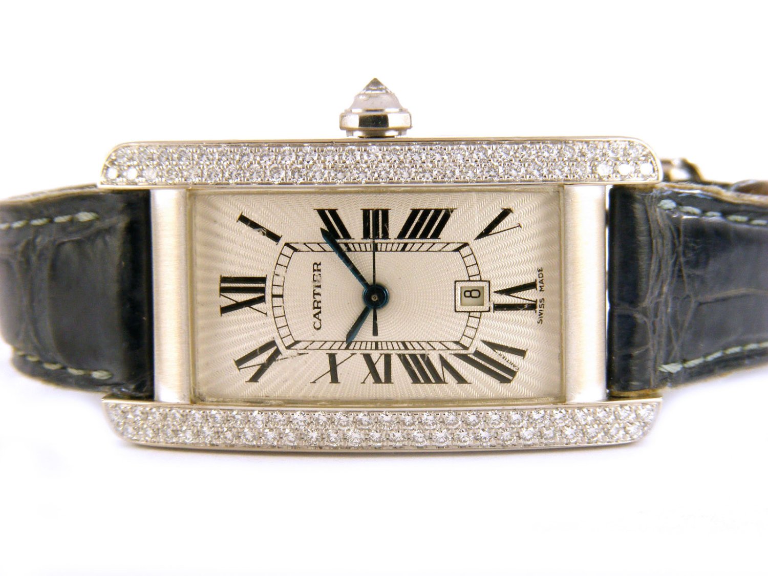 CARTIER Tank Americaine Midsize in oro bianco 18Kt e diamanti Argente AUT Ref. 2490. USATO