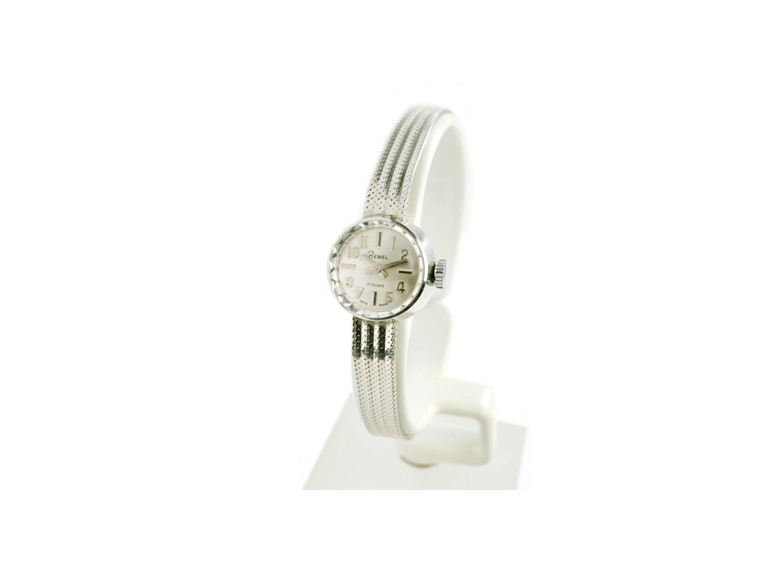 REWEL orologio Vintage Semino Lady in oro bianco 18Kt Argente Car. Man. NUOVO