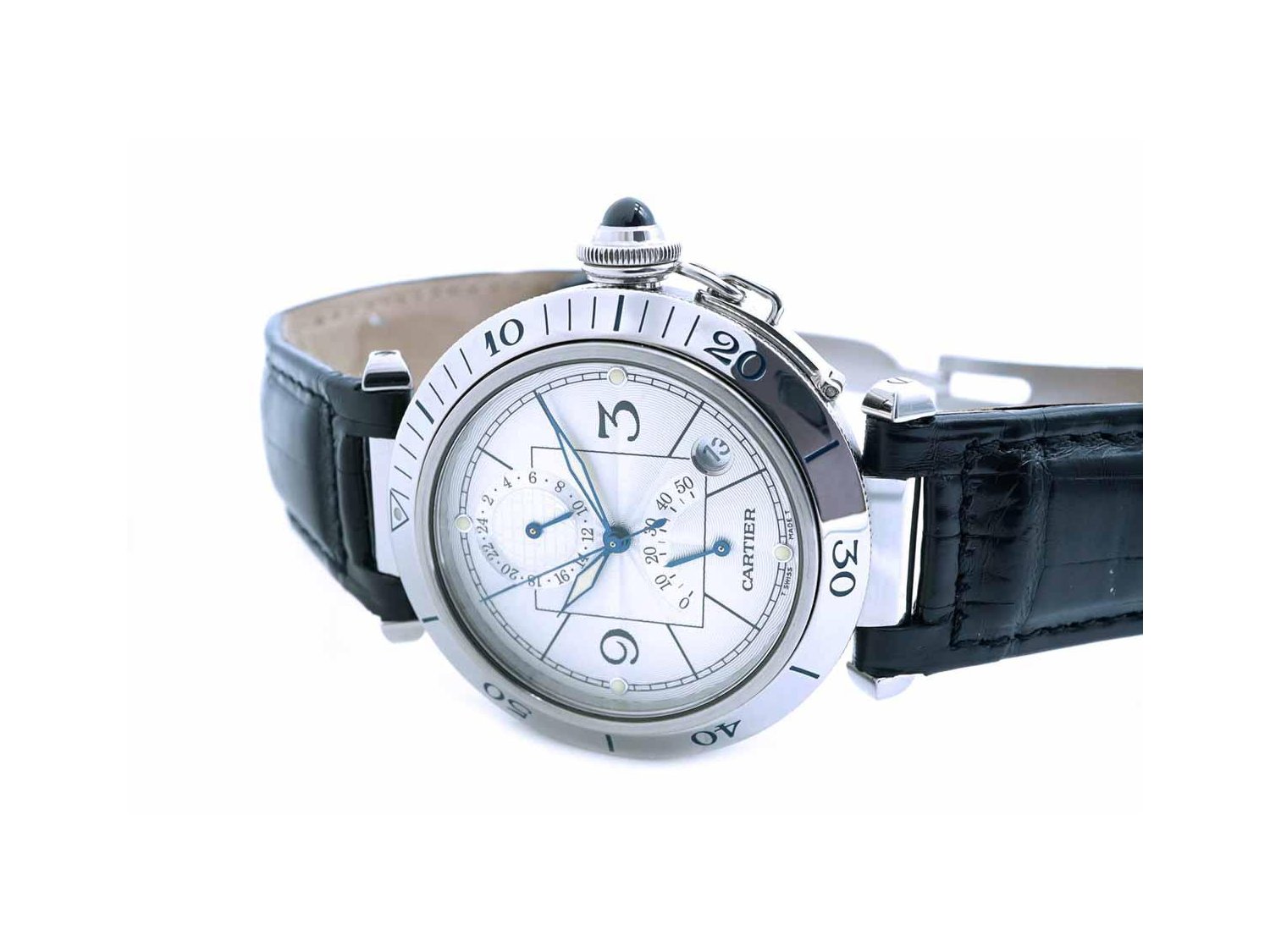 CARTIER Pasha Gmt Automatico in acciaio Argente AUT Ref. W3103755. NUOVO