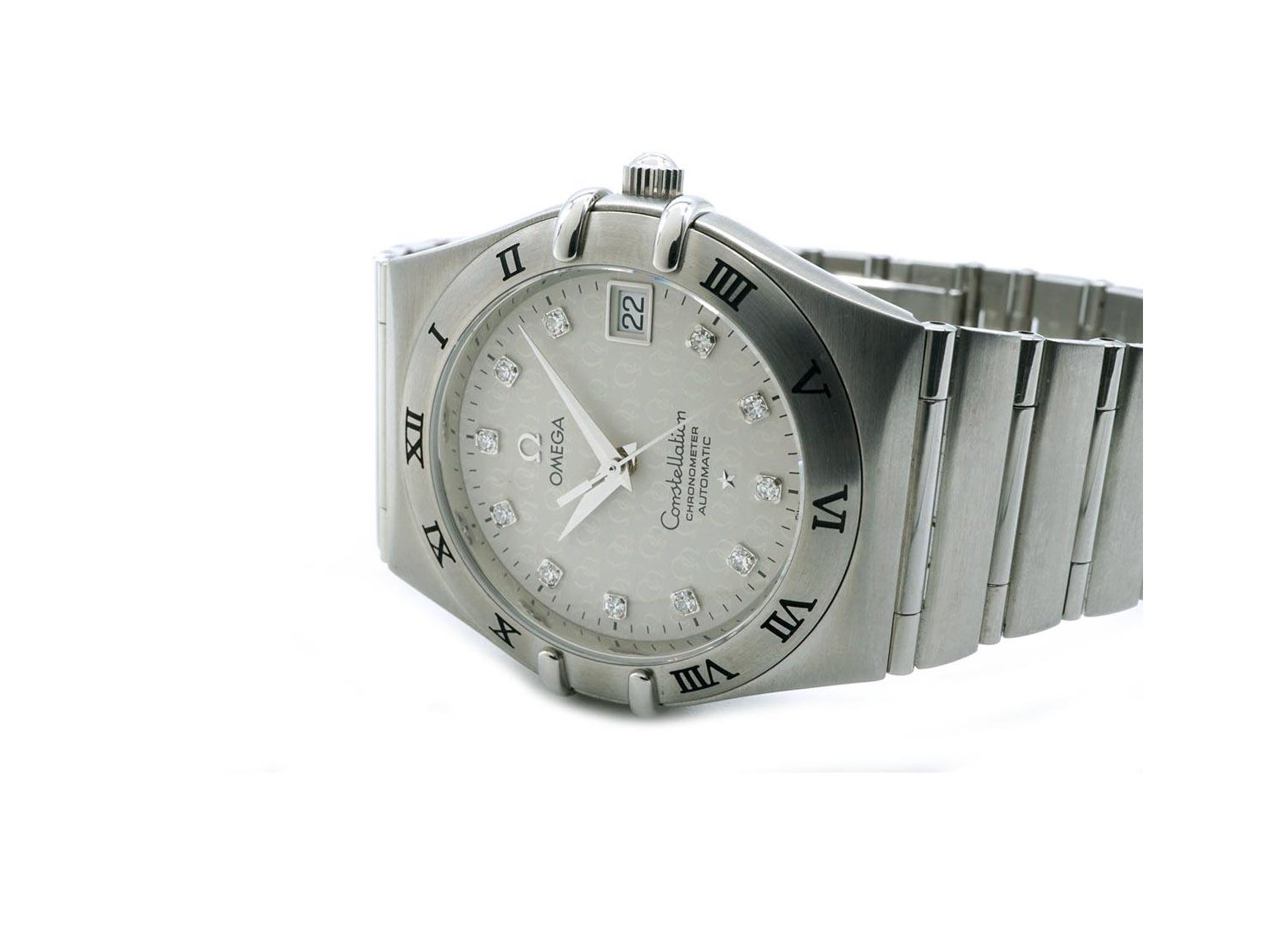 OMEGA Constellation Chronometer Automatico in acciaio satinato Argente con diamanti AUT Ref. 1504.35.00. NUOVO