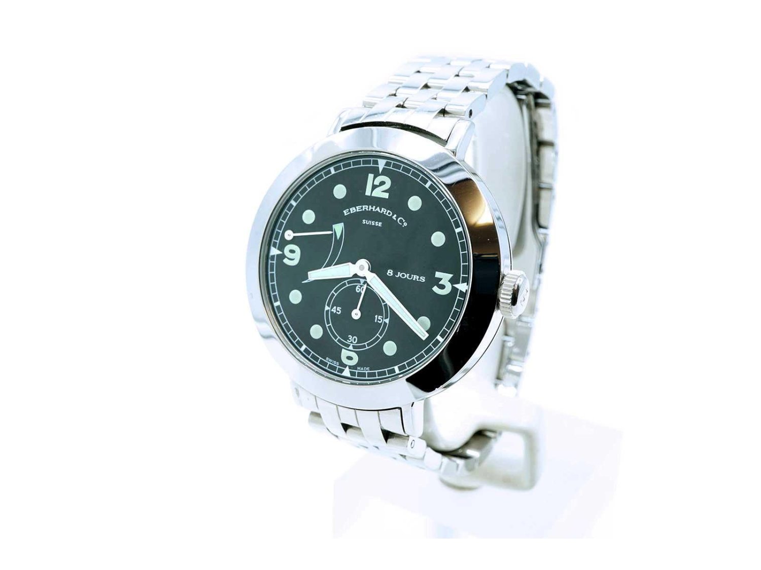 EBERHARD Postillon 8 Jours carica manuale in acciaio Nero Ref. 21022.2CAD. NUOVO