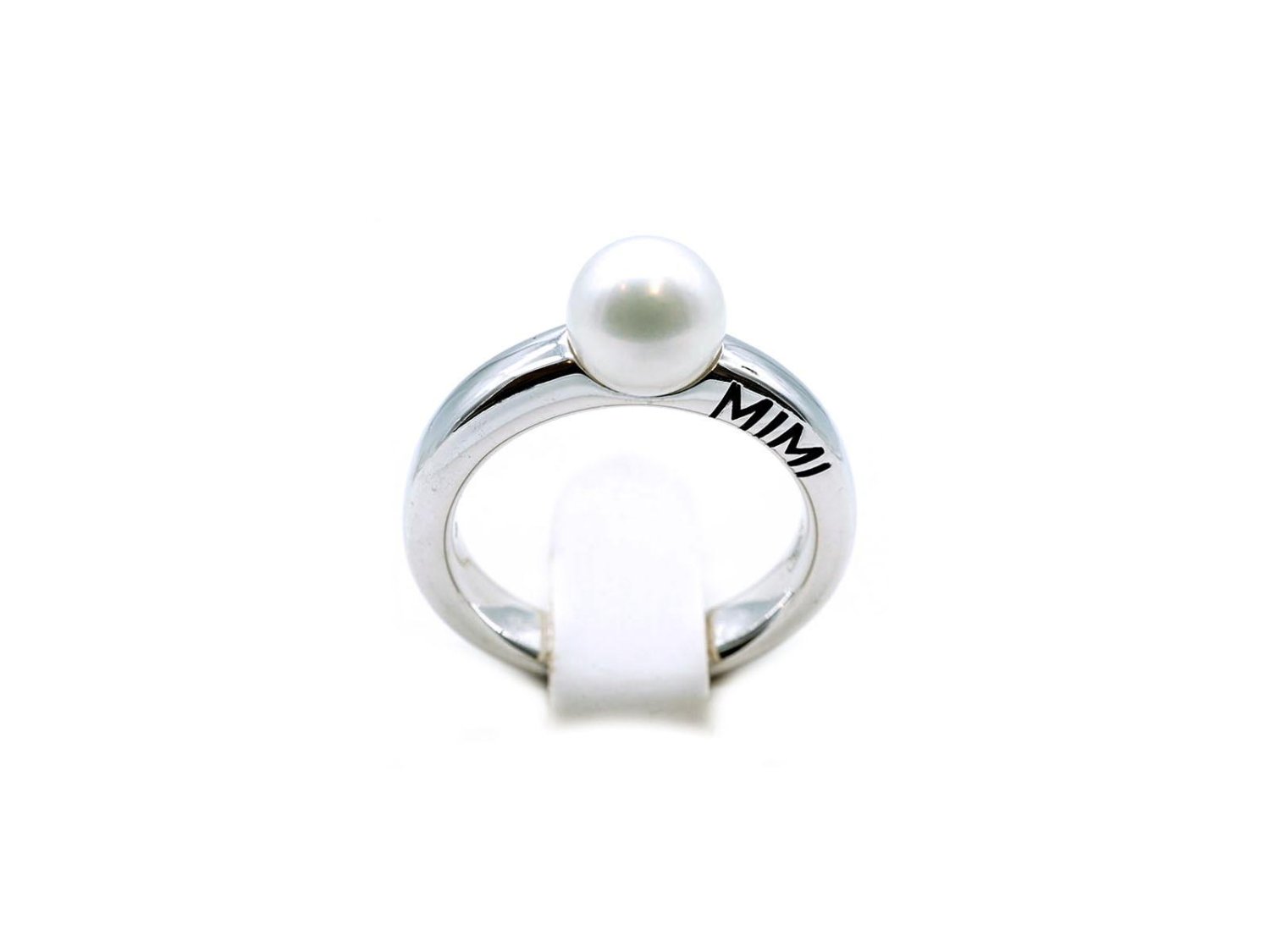 MIMI anello piccolo Elastica in argento 925 con perla bianca coltivata mm 7 8 Misura 13 Ref. ALM415XB1. NUOVO
